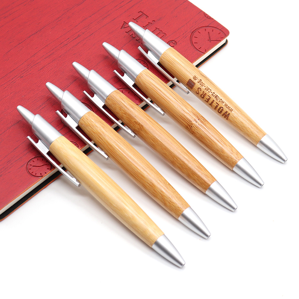 Wooden product company eco promo marketing engrave logo click natural bamboo ball pen ballpoint writing pen stationery7300403