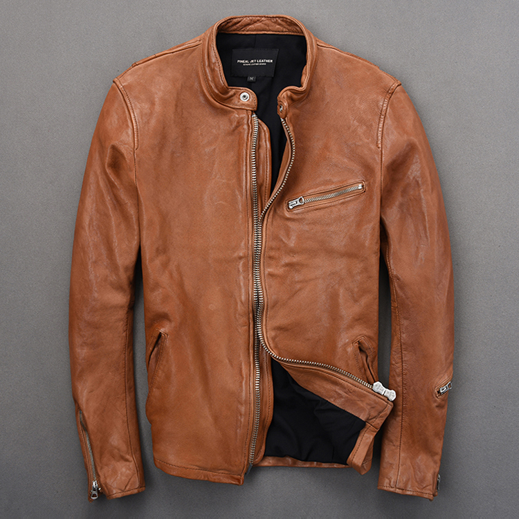 new arrivals 2020 japanese style slim fit genuine jacket stand collar brown leather coat men high quality sheepskin, Black
new arrivals 2020 japanese style slim fit genuine jacket stand collar brown leather coat men high quality sheepskin, Black