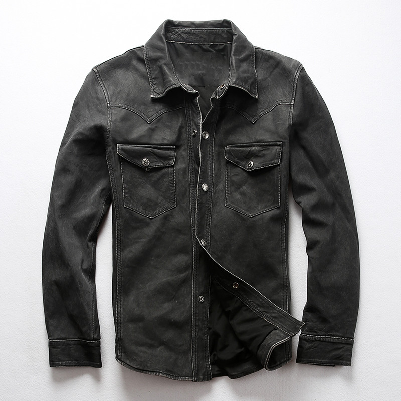 2019 Black Men American Slim Fit Leahter Shirt Plus Size XXXL Genuine Thin Sheepskin Spring Biker's Leather Shirt FREE SHIPPING, Beige
2019 Black Men American Slim Fit Leahter Shirt Plus Size XXXL Genuine Thin Sheepskin Spring Biker's Leather Shirt FREE SHIPPING, Beige