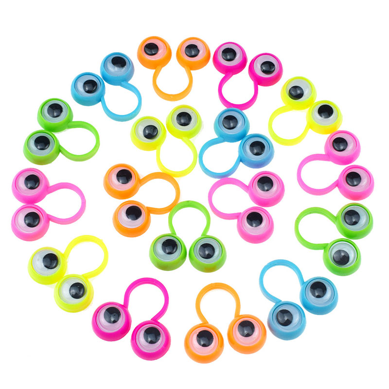 200 Pieces/Lot Eyeballs Finger Ring Funny Toy Cartoon Eyes Ring Decorative Props Halloween Toys Party Accessories Gifts for Children