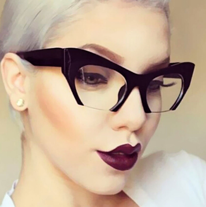 Wholesale-Half Frame Cat Eye Glasses Ladies Small Frames Women Brand Desier Optical Fashion Eyewear Computer Glasses