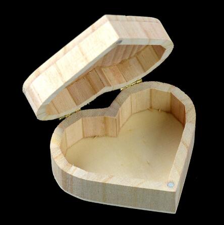 Storage Box Heart Shape Wood Box Jewelry Box Wedding Gift Makeup Cosmetic Earrings Ring Desk Rangement Make Up Wooden Organizer