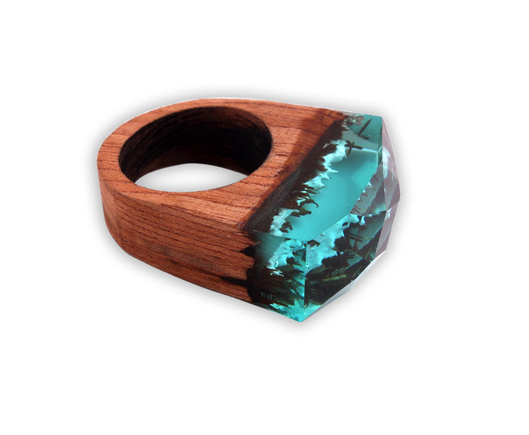 Men's Handmade Wooden Secret Magic Forest Band Ring Wood Resin Jewelry Hip Hop Fashion Punk Wood Rings Men Anel