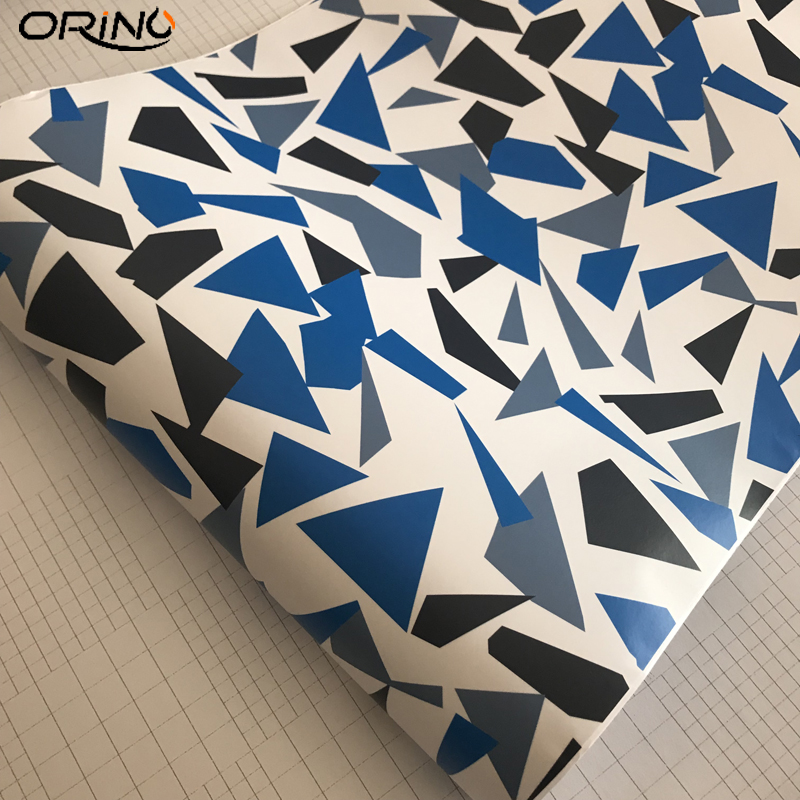 Black Blue White Arctic Camouflage / Camo Vinyl For Car Wrap Pixel Camo Sticker Film With Air Release Vehicle Graphic