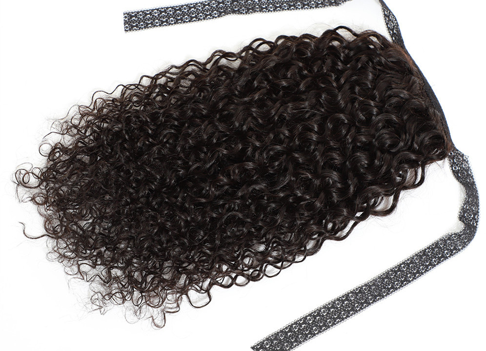 Fashion Ponytail Brazilian Curly Hair Drawstring Ponytail Human Hair Extensions Remy Hair Wrap Around Clip In Pony Tail 120g