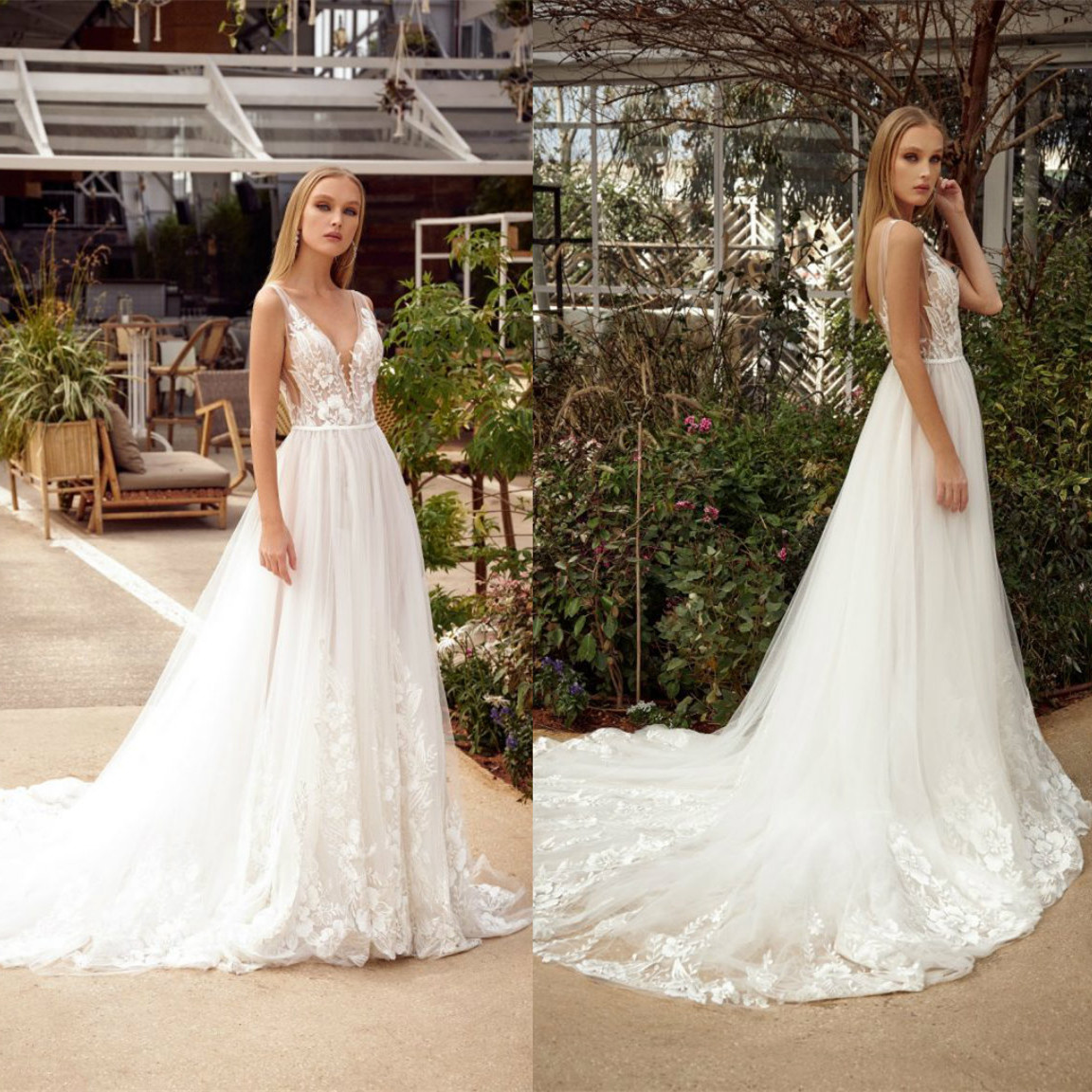 Julie Vino 2020 Wedding Dresses Deep V Neck Lace Appliques Bridal Gowns Sexy Backless Sweep Train A-Line Beach Wedding Dress, Silver
Julie Vino 2020 Wedding Dresses Deep V Neck Lace Appliques Bridal Gowns Sexy Backless Sweep Train A-Line Beach Wedding Dress, Silver