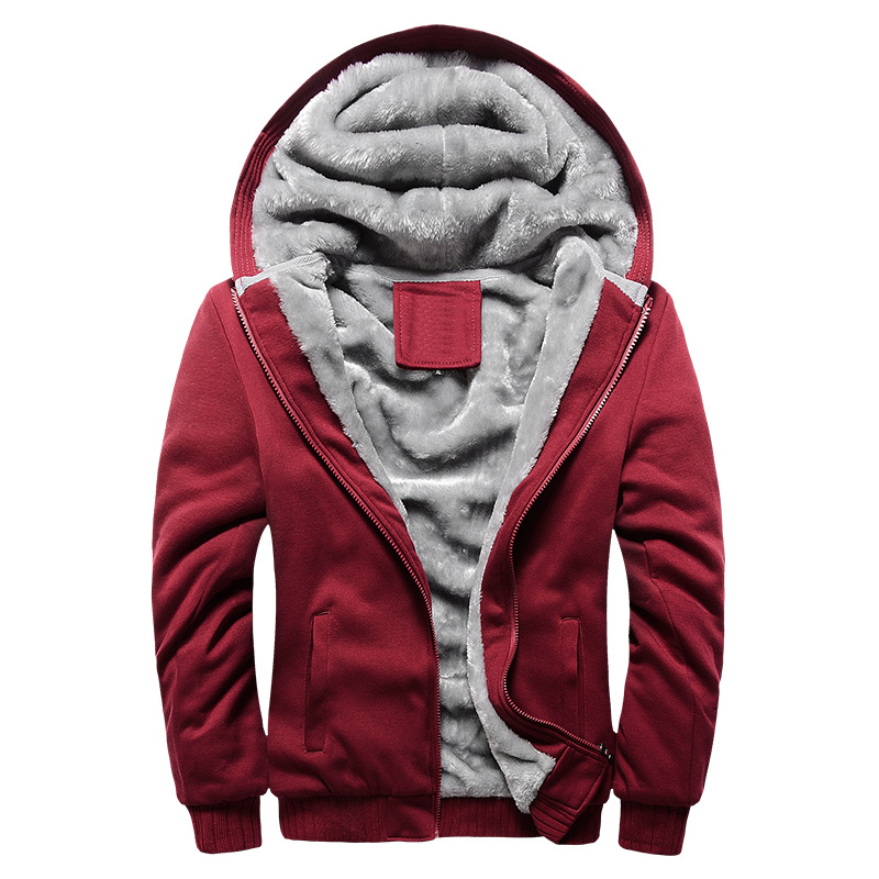 Winter Fleece Hoodies Men Warm Casual Sweatshirt Solid Hoodie Mens Leisure Zipper Hooded Coat Sportwear Sweatshirts Brand New XL