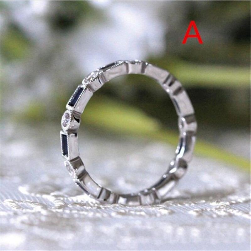 2020 Couple Rings Vintage Fashion Jewelry 925 Sterling Silver Cushion Shape Blue Sapphire CZ Diamond Gemstones Women Wedding Bridal Ring Set