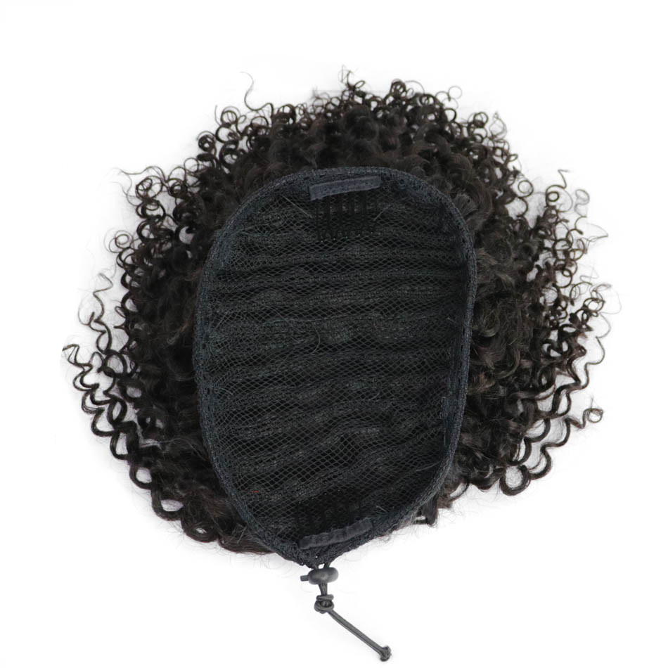 Kinky Curly Ponytail hair piece For Women Natural Afro Puff Curly Remy Hair 1 Piece Clip In Ponytails Pony tail Black 100% Human Hair