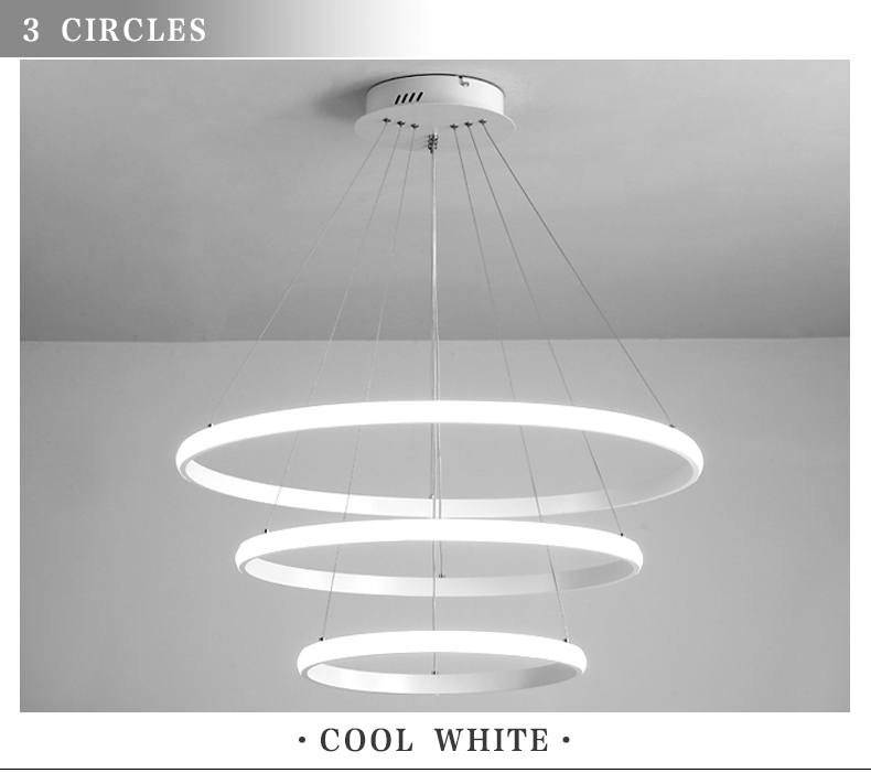 Modern Aluminum Ring Led Pendant Lights for Bdroom Living Room Dining Room Kitchen Minimalist White Black Coffee Golden Body