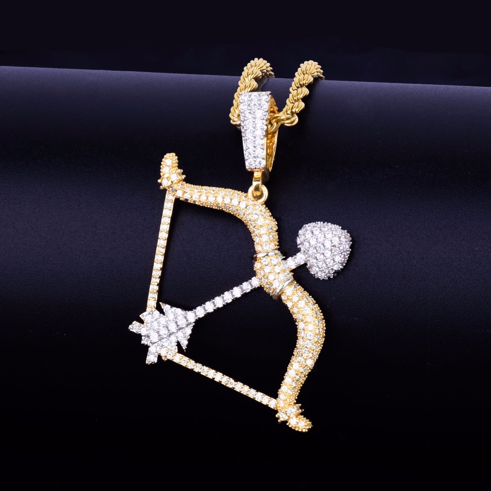 New Men's Bow and arrow Shape Necklace & Pendants Gold Silver Color Iced Cubic Zircon Hip hop Jewelry With Tennis Chain
New Men's Bow and arrow Shape Necklace & Pendants Gold Silver Color Iced Cubic Zircon Hip hop Jewelry With Tennis Chain