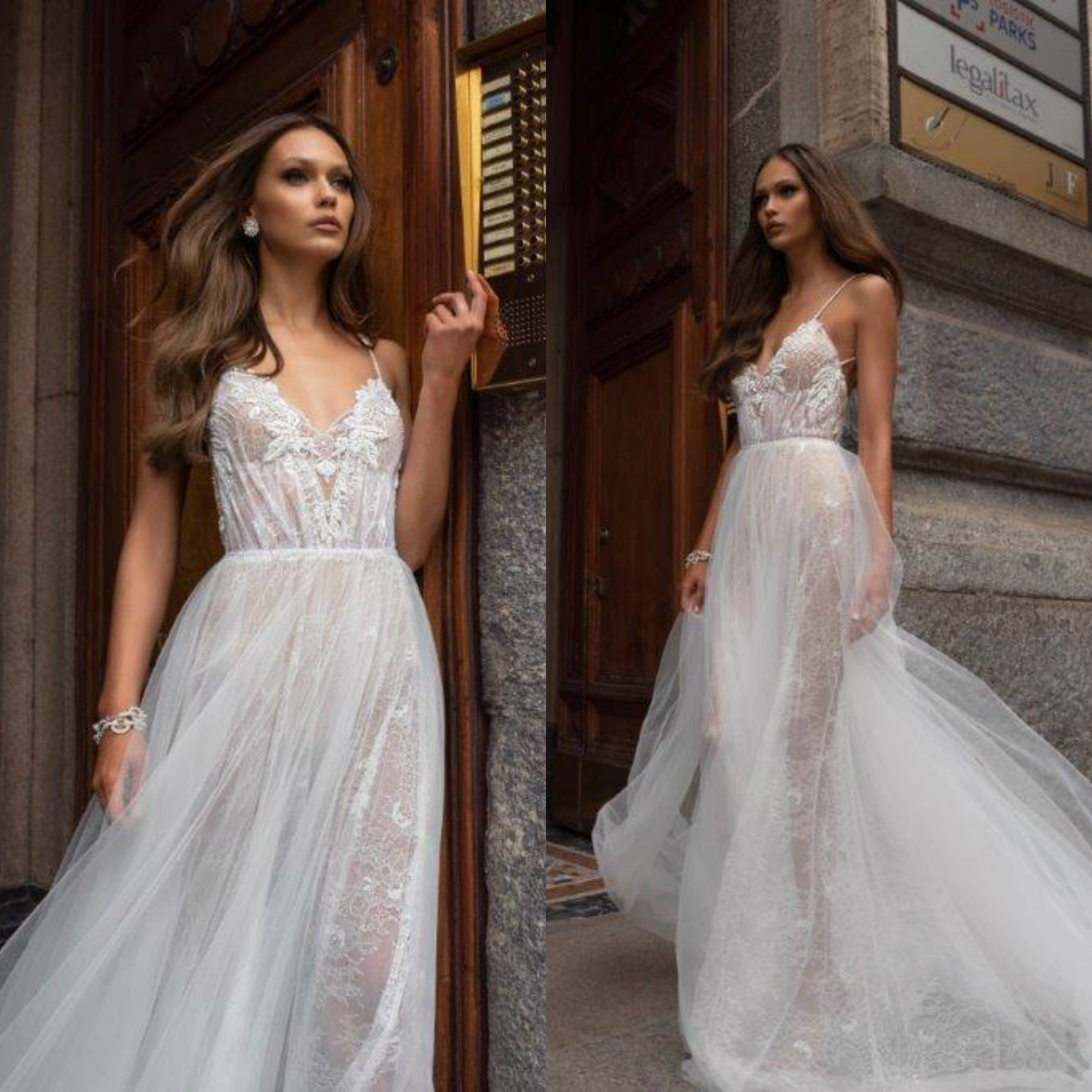 julie vino a line wedding dresses spaghetti v neck lace appliqued sweep train beach boho bridal gowns backless vestido de novia