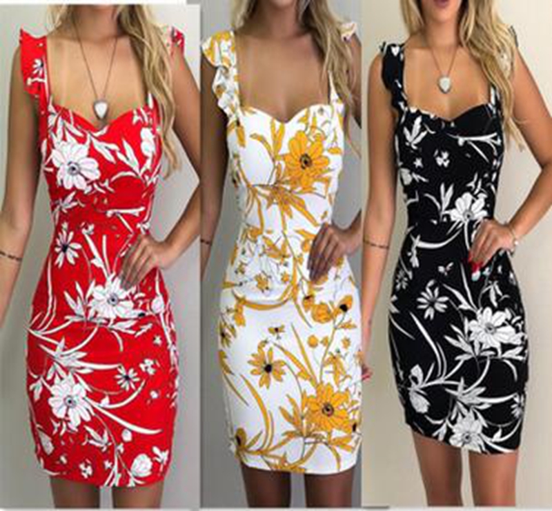 Wholesale explosion models women's sleeveless printed exposed backpack hip dress, Red
Wholesale explosion models women's sleeveless printed exposed backpack hip dress, Red