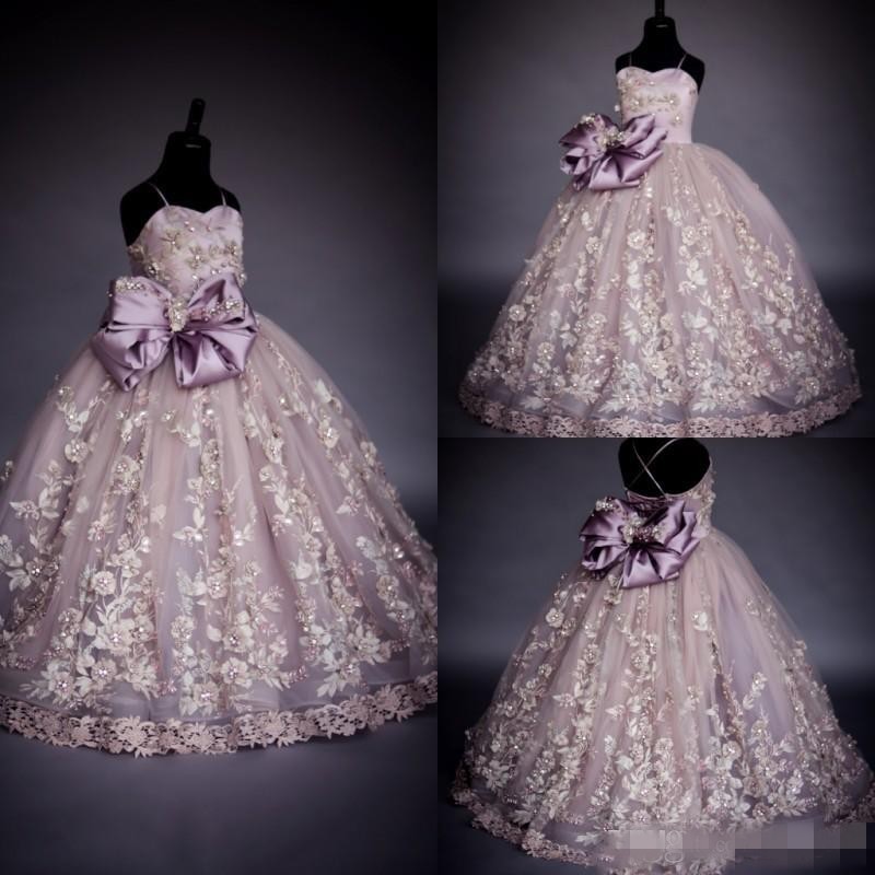 Luxury Princess Spaghetti Flower Girl Dresses Bow Belt Beads Pearls Embroidery Kids Floor Length Ball Gown Girls Pageant Dress, Brown 
Luxury Princess Spaghetti Flower Girl Dresses Bow Belt Beads Pearls Embroidery Kids Floor Length Ball Gown Girls Pageant Dress, Brown