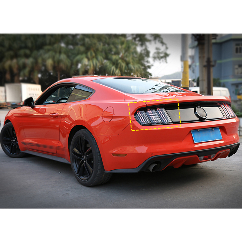 Wild Horse Tail Light Stickers Honeycomb 1Pcs Black Decoration Fit Ford Mustang 2015-2016 Car Exterior Accessories