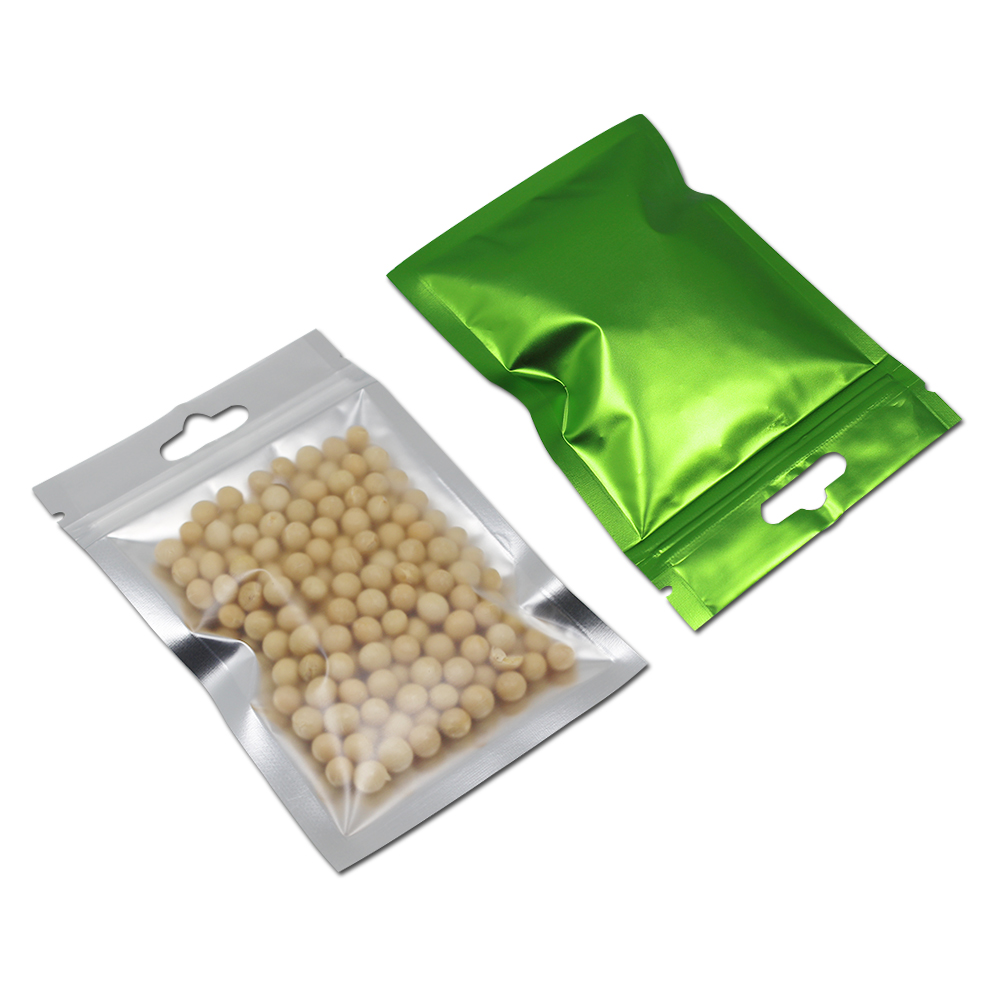 Front Clear Plastic Back Matte Colorful Aluminum Foil Bag Package Bag Jewelry Craft Gifts Mylar Storage Pouch Hang Hole