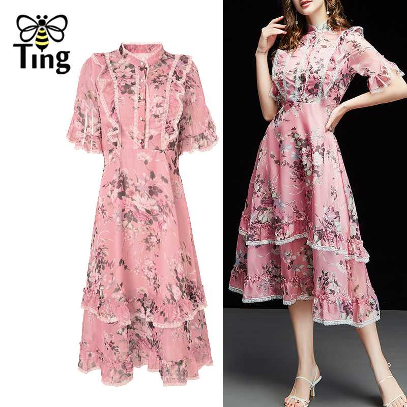 Tingfly Sweety Girl Elegant Pink Floral Summer Midi Dress Women Lady Lace Patchwork Button Up Ruffles Dress Plus Size Vestidos
Tingfly Sweety Girl Elegant Pink Floral Summer Midi Dress Women Lady Lace Patchwork Button Up Ruffles Dress Plus Size Vestidos