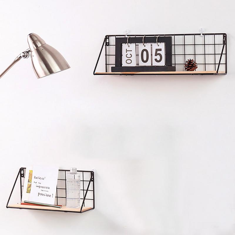 Nordic Wall Shelf Rack Iron Wooden Shelf For Kitchen Bedroom Kid Room Home Wall Decoration Shelves Wire DIY Storage
