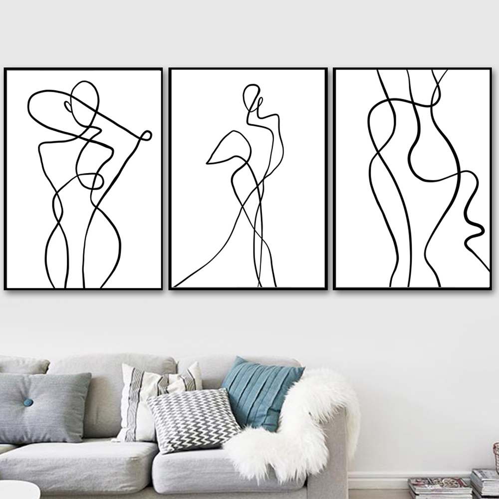 3pcs/set Nordic Abstract Line Drawing Boay Art Canvas Painting, Minimalist Black & White Curve Figure Painting Wall Poster for living room
3pcs/set Nordic Abstract Line Drawing Boay Art Canvas Painting, Minimalist Black & White Curve Figure Painting Wall Poster for living room