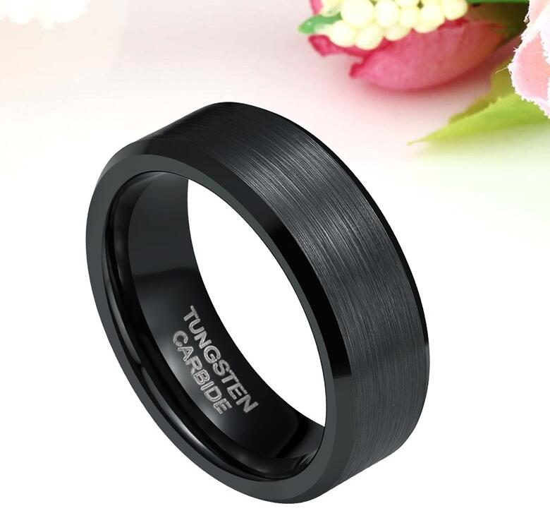4mm 6mm 8mm Black Tungsten Cardide Ring Men High Polished Edges Wedding Band Engagement Rings For Women Male Jewelry Comfort Fit