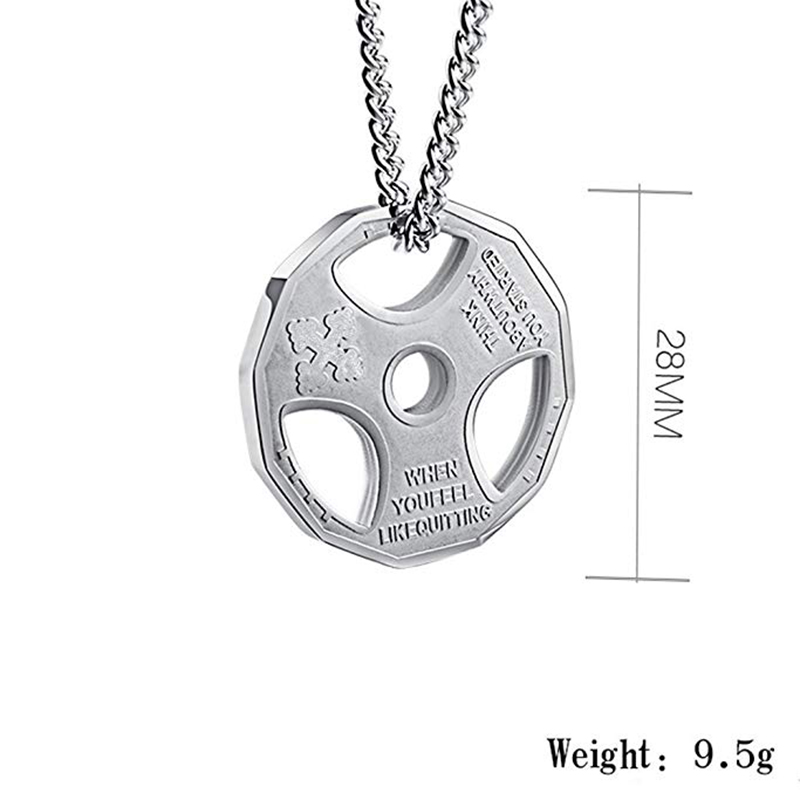 Men's Gun Black Sports Barbell Dumbbell Pendant Necklace Stainless Steel Sports Fitness Pendants Jewelry Gold/Silver/Black