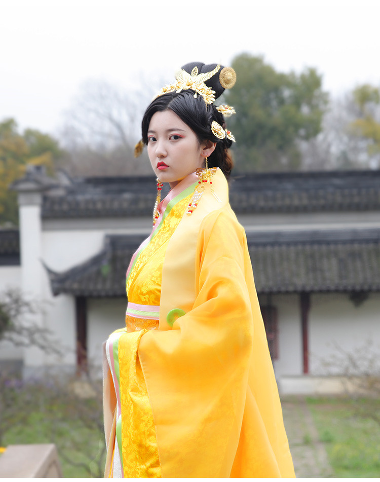 Studio Work Film TV ancient costume Legend Stars Same Item Hanfu Cosplay female Chinese Hanfu costume yellow White tailed Outfit