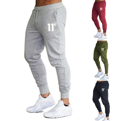 UK Mens Casual Slim Fit Tracksuit Sports Gym Skinny Joggers Sweat Foot Pants Trousers