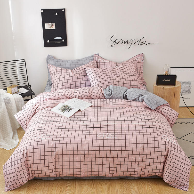 Pink Plaid 100% Pure Cotton Comforter Bedding Sets 60S Simple style Home Textiles Bedding Double Bed Cover Set for Adult Kid, Weileni-18
Pink Plaid 100% Pure Cotton Comforter Bedding Sets 60S Simple style Home Textiles Bedding Double Bed Cover Set for Adult Kid, Weileni-18