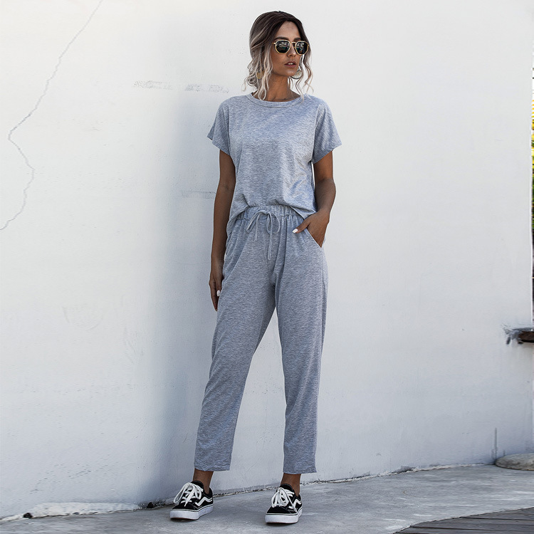 Spot trend Tracksuits European spring and summe round neck short sleeve casual suit support mixed batch