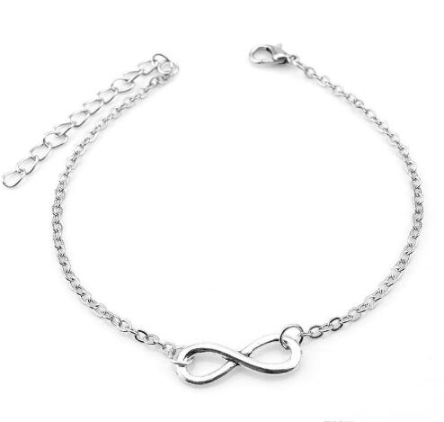 Gold Infinity Charm Anklets Bracelets With Classic 8 Foot Chain Barefoot Sandals Jewelry For Women Beach Pool Party Ankle Bracelet GB1692
