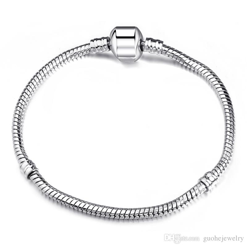 3mm 17-21cm 925 Silver Plated Bracelet Chain Snake Chain with Barrel Clasp Fit European Beads Bracelets With Without Logo DIY
3mm 17-21cm 925 Silver Plated Bracelet Chain Snake Chain with Barrel Clasp Fit European Beads Bracelets With Without Logo DIY