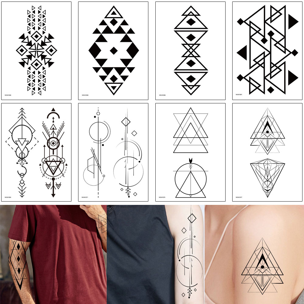 Black Temporary Tattoo Simple Henna Geometry Totem Arrow Triangle Woman Man Jewelry Bracelet Wrist Arm Chest Art Sticker Small Tattoo Design
Black Temporary Tattoo Simple Henna Geometry Totem Arrow Triangle Woman Man Jewelry Bracelet Wrist Arm Chest Art Sticker Small Tattoo Design