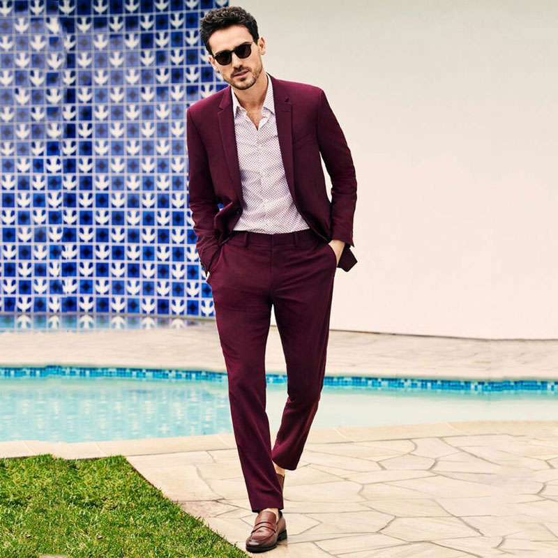 Handsome Burgundy Business Men Suits Wedding Groom Tuxedo 2 Piece Slim Fit Groomsmen Blazer Costume Homme Smoking Jacket pants, Purple
Handsome Burgundy Business Men Suits Wedding Groom Tuxedo 2 Piece Slim Fit Groomsmen Blazer Costume Homme Smoking Jacket pants, Purple