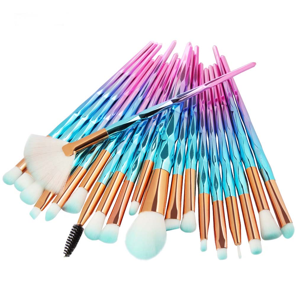 Hot sale makeup brushes set 20pcs brush tools diamond handle soft nylon brush head 7 colors available drop shipping cosmetics accessories