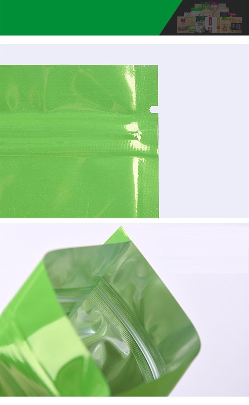 16silk Green Aluminum Foil Bag Aluminum Plated Flat Bottom Pull Bone Closure pockets Tea Food Packaging Bag