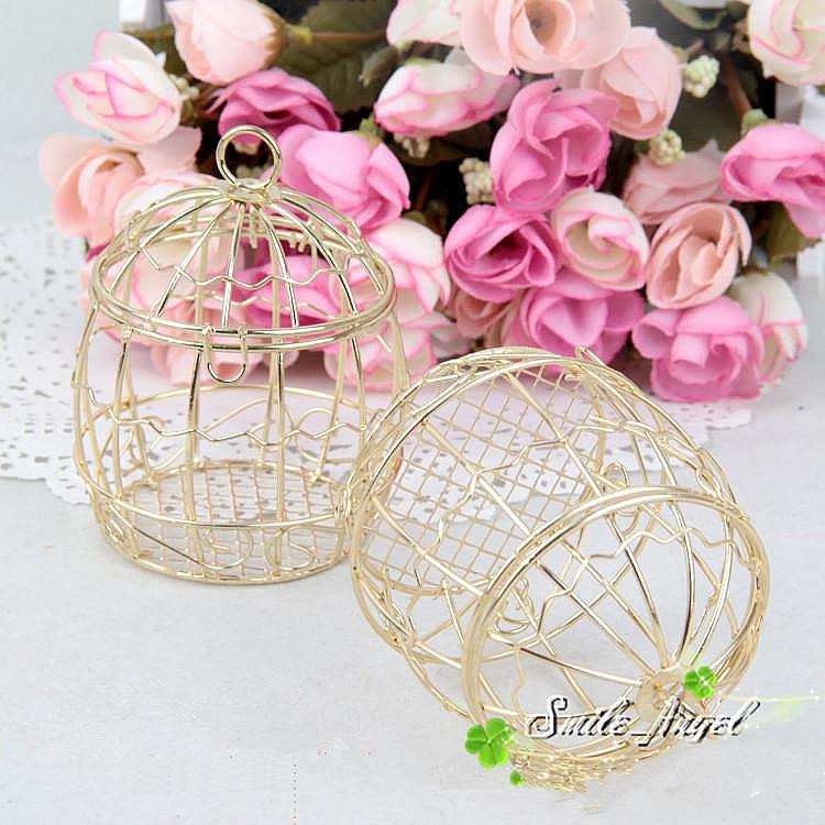 Wedding Favor Box European creative Gold Matel Boxes romantic wrought iron birdcage wedding candy box tin box wholesale Wedding Favors