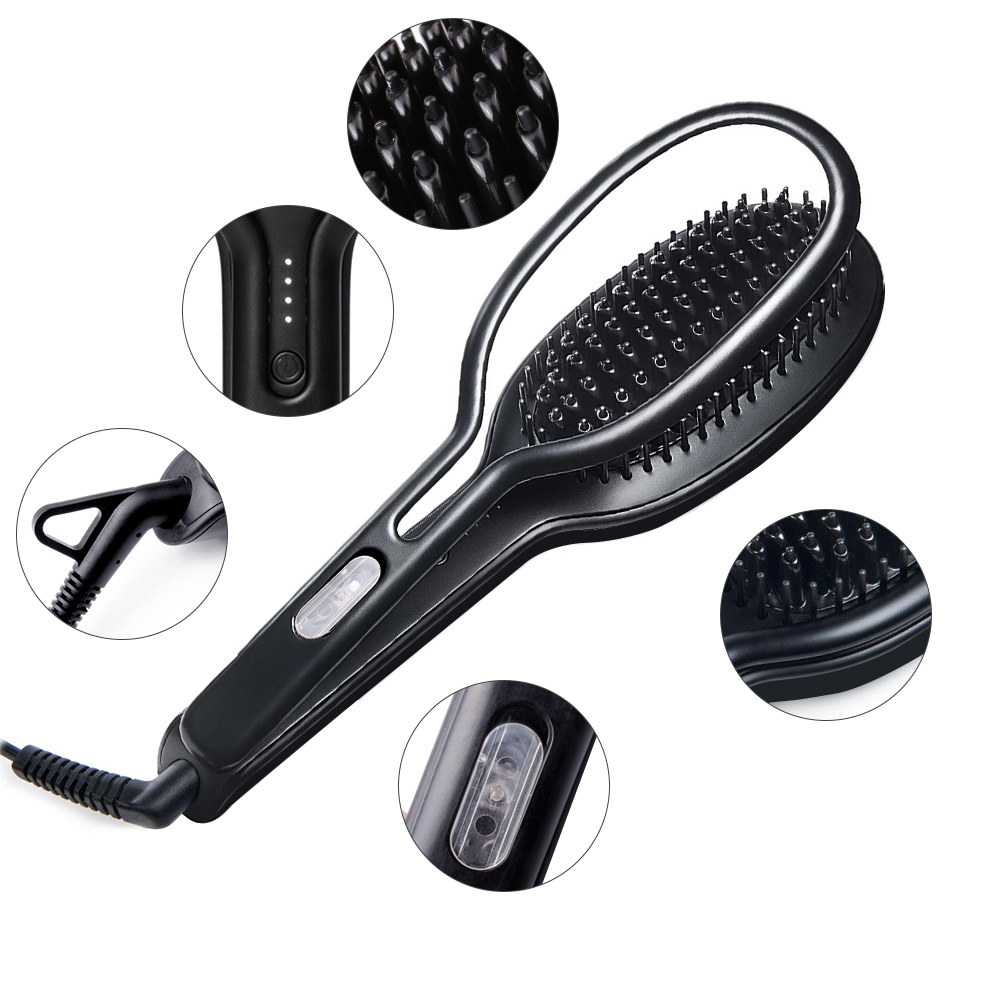 Furniture Accessories Glossie Ceramic Styling Brush 3-in-1 Multifunctional Tools Hair Straightener Brushes Comb Flat Iron & Curling