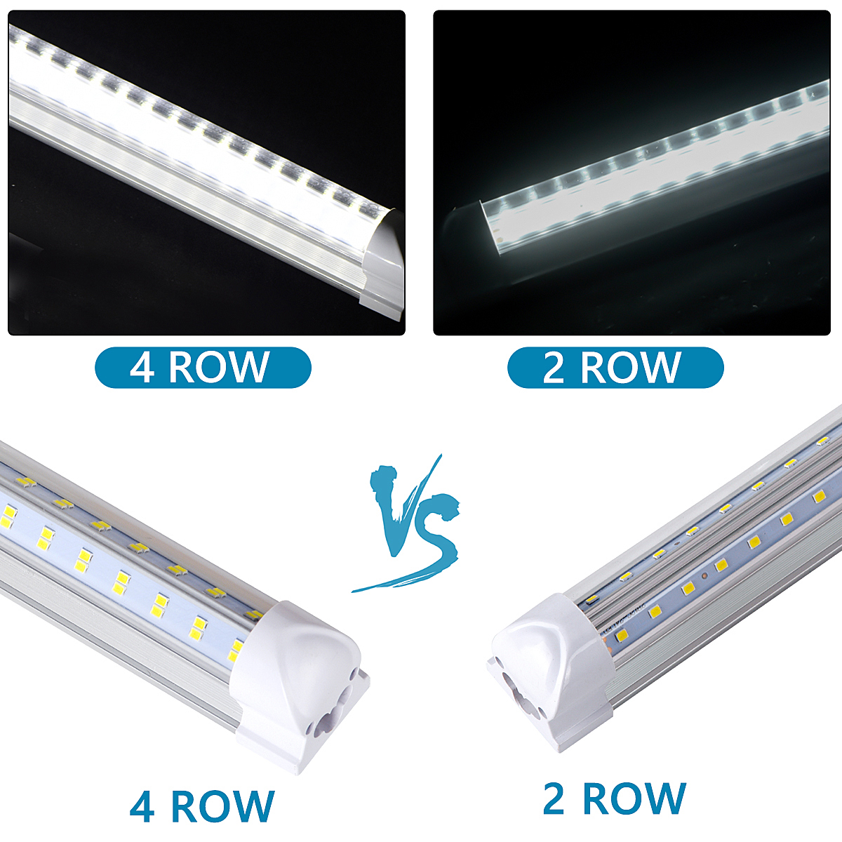8Ft Led Shop Lights 8 feet Cooler Door Freezer LEDS Tubes Lighting Fixture 4 Row 144W 14400 lm V Shape Fluorescent Clear Cover Linkable Surface Mount 