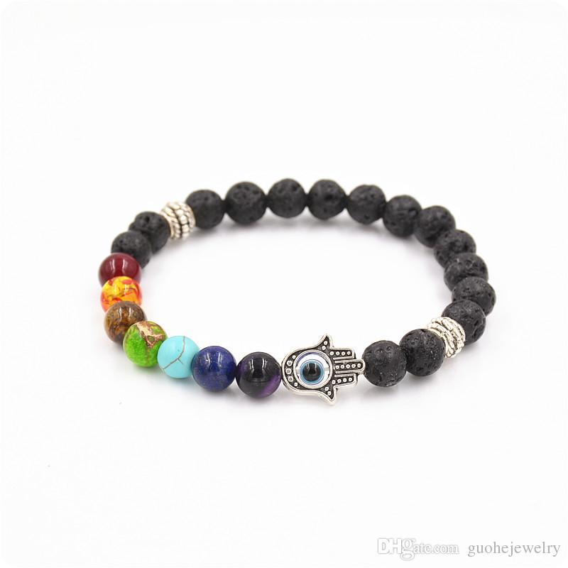 8mm lava energy chakra bracelets Unisex colorful beads bracelets Hand of Hamsa Fatima bracelets free shipping, Black
8mm lava energy chakra bracelets Unisex colorful beads bracelets Hand of Hamsa Fatima bracelets free shipping, Black