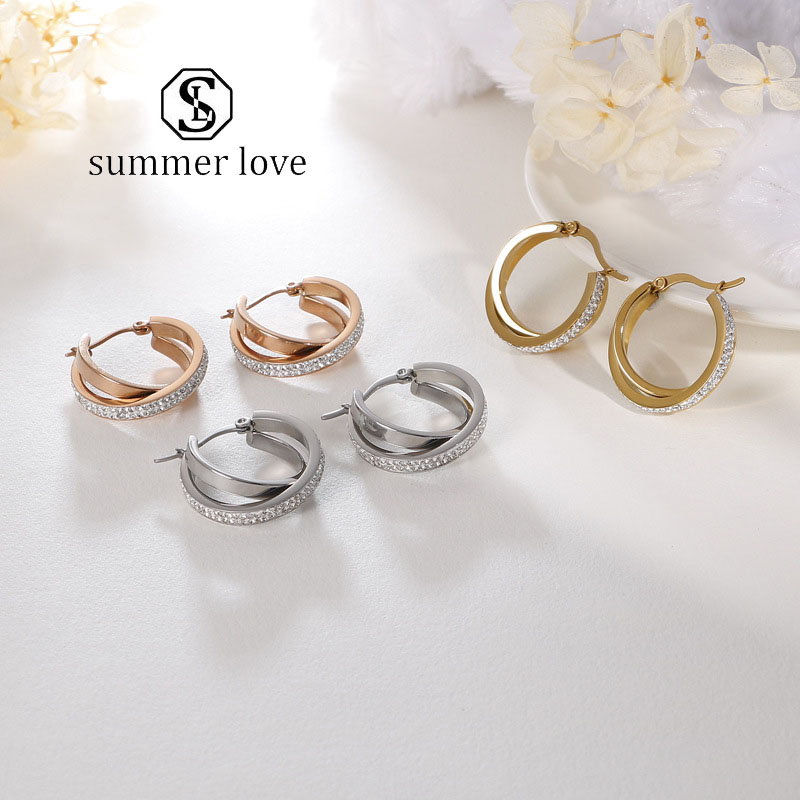 New Zircon Gold Hoop Earring Designer Exaggeration Stainless Steel Hoop Earrings For Women Simple Bohemian Trinkets Wedding Party Jewelry
New Zircon Gold Hoop Earring Designer Exaggeration Stainless Steel Hoop Earrings For Women Simple Bohemian Trinkets Wedding Party Jewelry