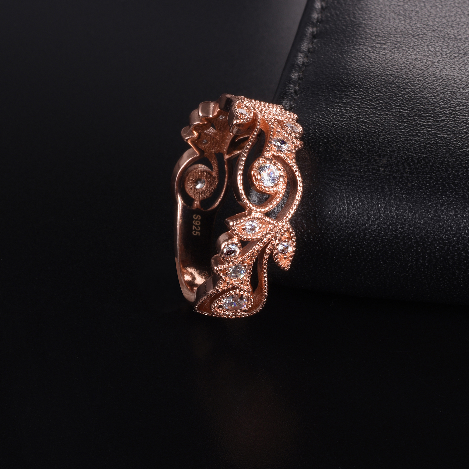 High quality Authentic 925 Silver flower Rings finger with pave Cubic zirconia Wedding ring European Women gift style