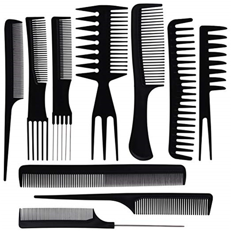 

10pcs/Set Professional Hair Brush Comb Salon Barber Anti Static Coarse Fine Toothed Tail Hairbrush Hairdressing Combs Hair Care Styling Too