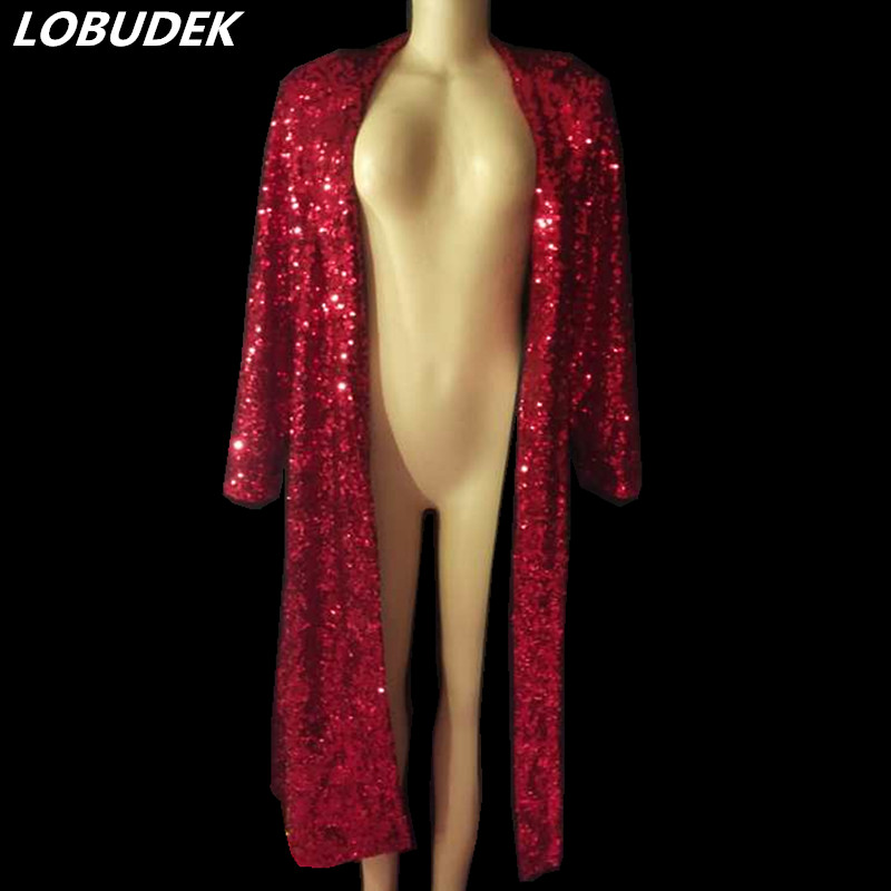 Women Shiny Red Silver Blue Sequins Long Coat Singer Bar Nightclub Concert Stage Performance Silver Cloak Overcoat Dance Costume, Red long style
Women Shiny Red Silver Blue Sequins Long Coat Singer Bar Nightclub Concert Stage Performance Silver Cloak Overcoat Dance Costume, Red long style