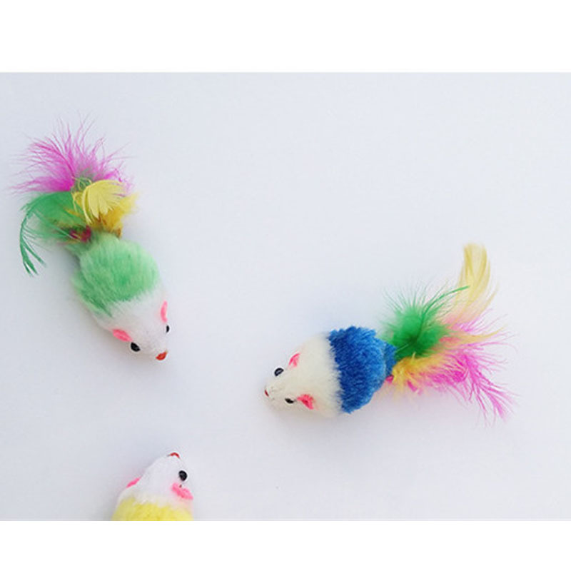Colorful Feather Grit Small Mouse Cat Toy For Cat Feather Funny Playing Pet Cat Small Animals feather funny Toys Kitten Pet supplies