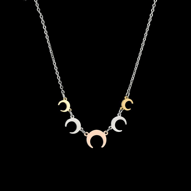 Women's Clavicle Chain Tricolor Moon Pendant Necklace Stainless Steel Necklace Simple Girlish Style Birthday Gift for Girlfriend
Women's Clavicle Chain Tricolor Moon Pendant Necklace Stainless Steel Necklace Simple Girlish Style Birthday Gift for Girlfriend