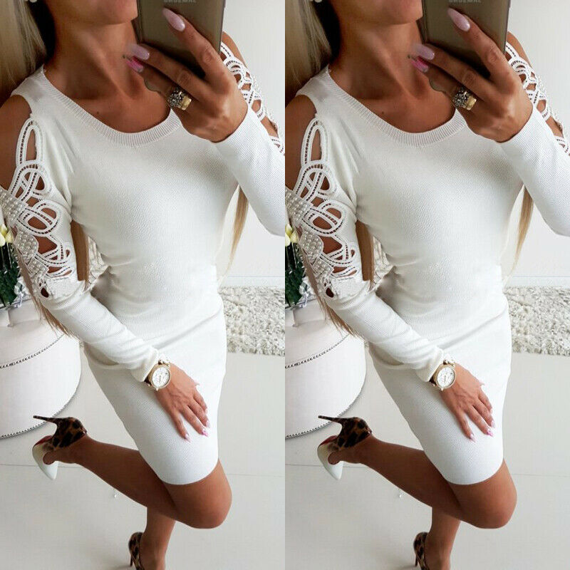 Women Ladies Bodycon Long Sleeve Knitted Sweater Mini Dress Party Casual Jumper, White
Women Ladies Bodycon Long Sleeve Knitted Sweater Mini Dress Party Casual Jumper, White