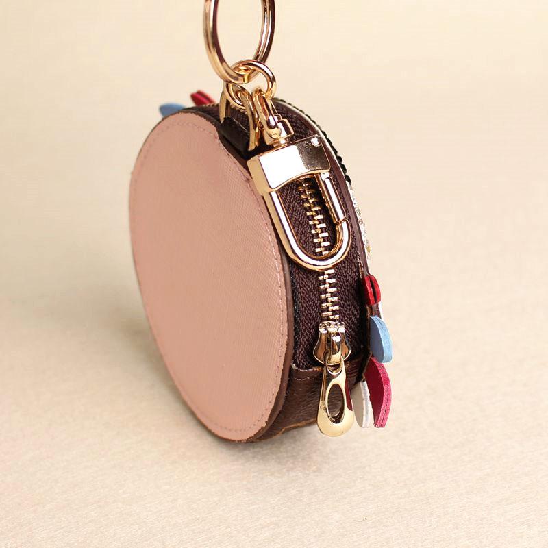 Cute Owl Chicken Crystal Cartoon Anime Coin Purse Keychain Pendant Pu Leather Wallet Key Chain For Women Bag Charm