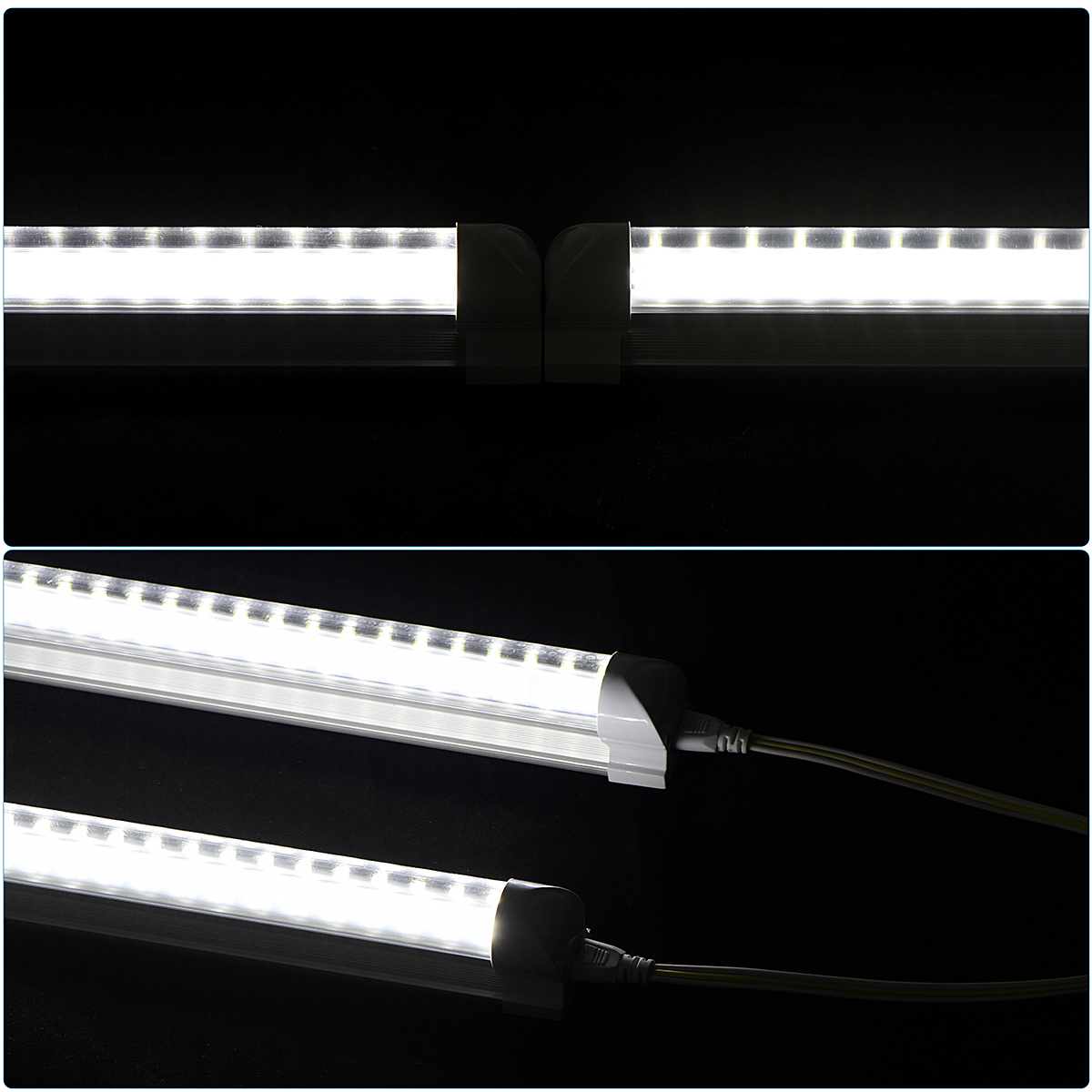 8Ft Led Shop Lights 8 feet Cooler Door Freezer LEDS Tubes Lighting Fixture 4 Row 144W 14400 lm V Shape Fluorescent Clear Cover Linkable Surface Mount 
