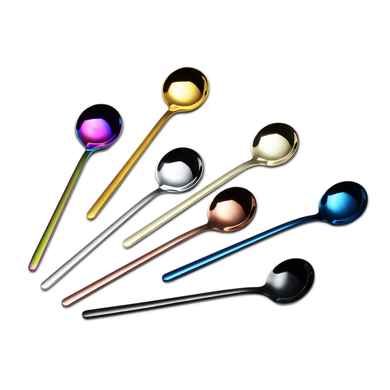 304 Stainless Steel Coffee Spoon Ins Tableware Small Round Spoon Dessert Spoon Mirror Polished Titanium PVD Gold Black Rainbow Color AC1109
304 Stainless Steel Coffee Spoon Ins Tableware Small Round Spoon Dessert Spoon Mirror Polished Titanium PVD Gold Black Rainbow Color AC1109