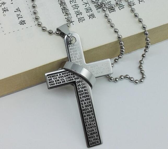 Fashion Stainless Steel Pendant Christian Bible Prayer Cross Pendant Men Necklace Charming Gifts Jewelry GB72